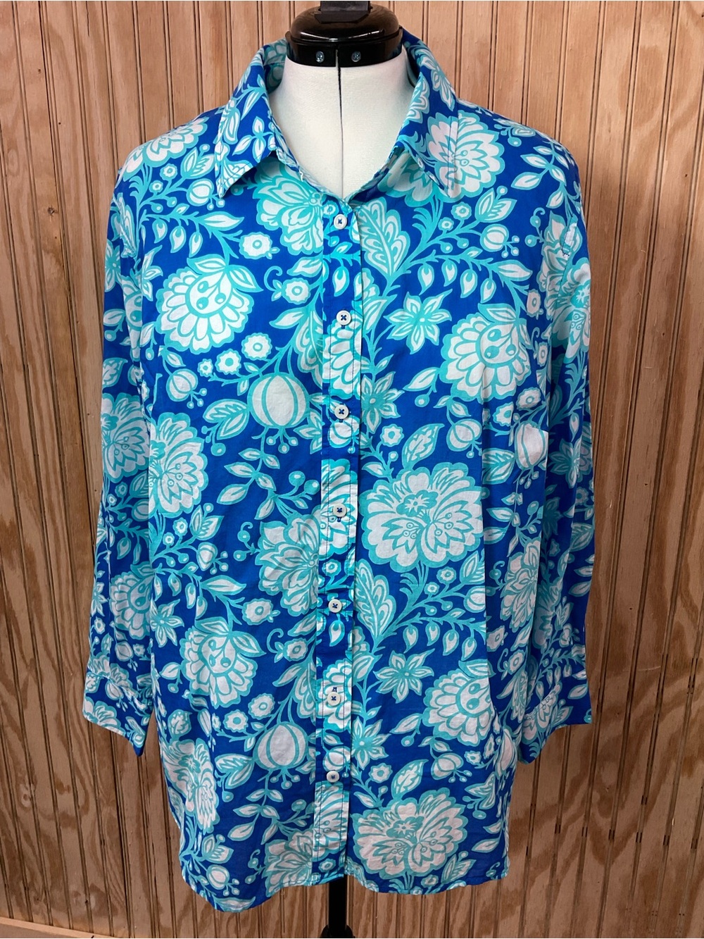 Talbots Blue Floral Button-Down Shirt
